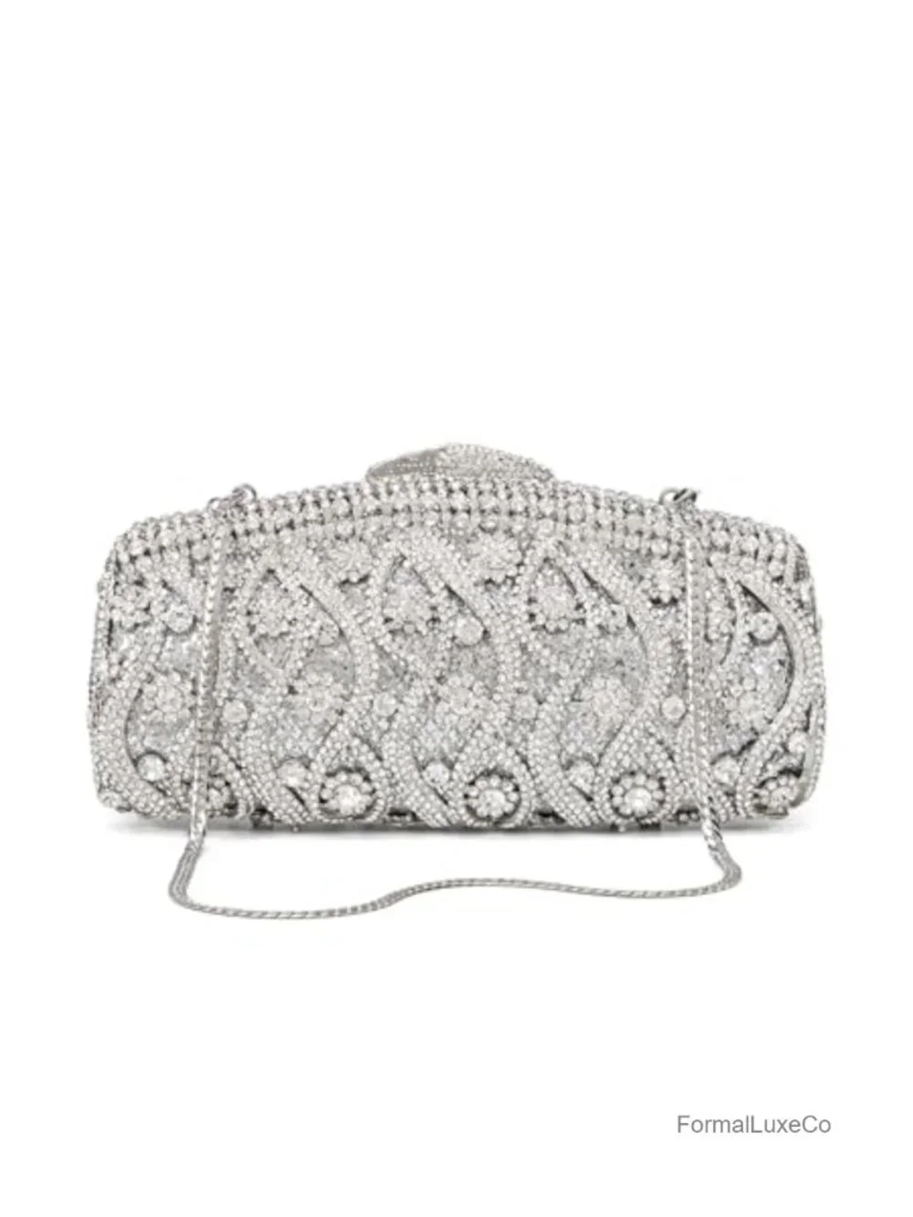 Hollow-Out Crystal Minaudiere Clutch Fits iPhone 14 Gala Evening Bag